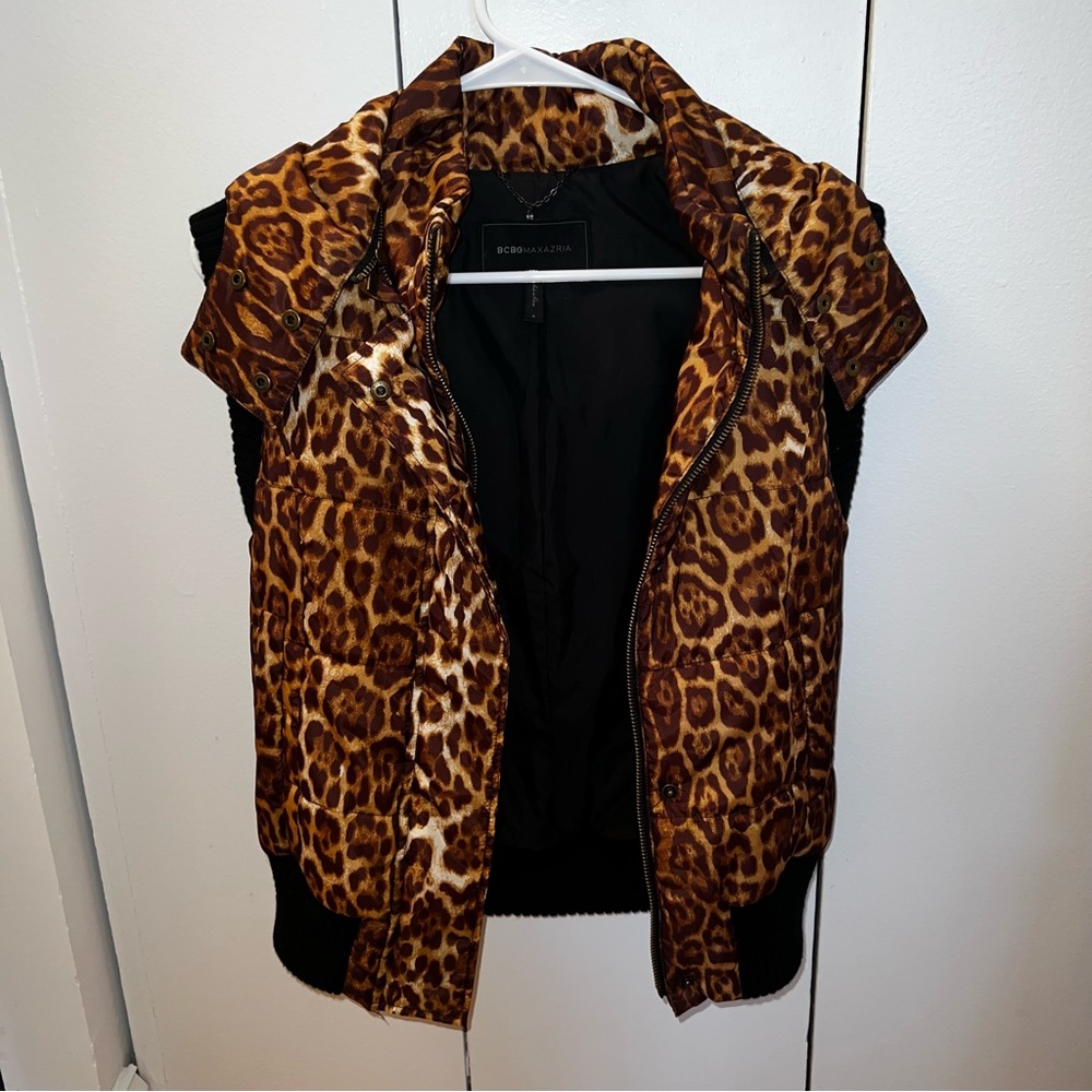 BCBG Maxazria leopard PufferVest
